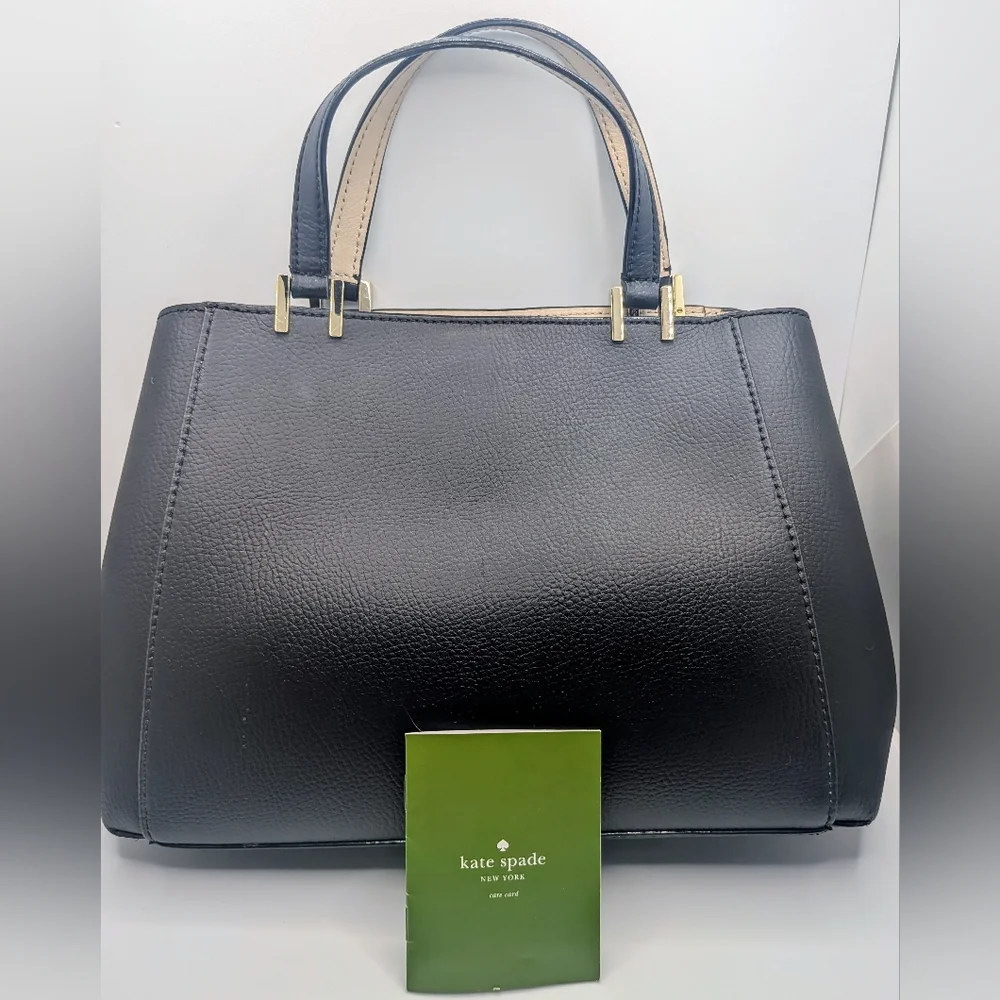 NWOT 3 Pocket Kate Spade Black Spiked Leather Handbag - Picture 3 of 7